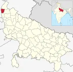 Location of Shəmli district in Uttar Pradesh