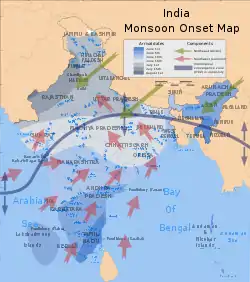 India monsoon onset map.