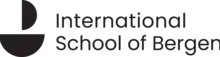 A combined logo showing a minimalistic boat in black to the left and with the text International School of Bergen spelled out in poppins over two lines