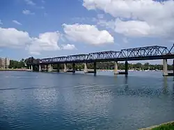 Iron Cove Bridge with Lilyfield in background, taken from Birkenhead Point