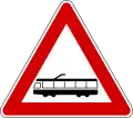 Trams crossing ahead