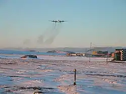 Airplane with a smoke in Iultinsky District