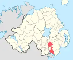 Location of Iveagh Upper, Upper Half, County Down, Northern Ireland.