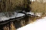 River in a field in winter