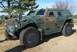 A Komatsu LAV (Light Armored Vehicle) on display with 1st Airborne Brigade (Japan) markings