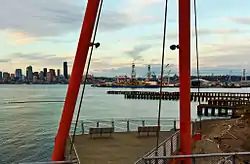 The observation tower at Jack Block Park offers views of Elliott Bay, downtown Seattle, and the Port of Seattle.