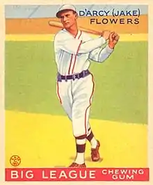 Drawing of a man in a white and red baseball uniform swinging a bat.