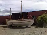 The replica of James Caird in the workshop before being released in the museum.