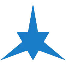 A blue Ido star – an equilateral triangle overlaid on a blue concave isotoxal hexagon.