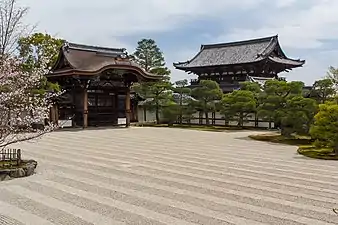 The garden of the Ninna-ji temple in Kyoto, Kyoto Prefecture, an example of a Japanese garden, unknown architect, 888