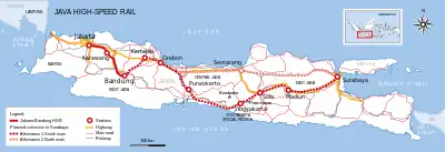 Color-coded rail map of Java