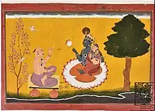 Poet Jayadeva worshipping Radha and Krishna based on Jayadeva's Gita Govinda, c. 1730, Watercolour on paper, National Museum, New Delhi