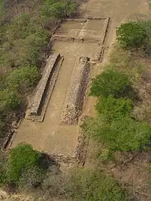 Classic -shape ball court in Cihuatan site, El Salvador