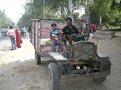 Jugaad vehicle peter rehra powered by an agricultural water pump engine