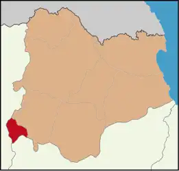 Map showing Pehlivanköy District in Kırklareli Province