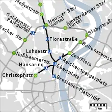 Map of the tunnels around Ebertplatz