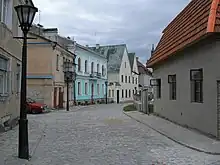 An old street in Kamianets-Podilskyi's old town quarter. Recent restoration works were  conducted in the city.