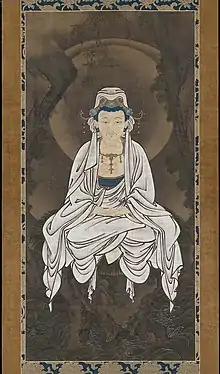 Japanese painting of Avalokiteśvara meditating. 16th century CE.