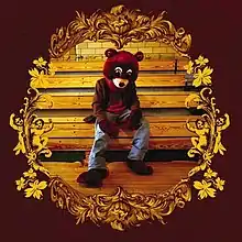 On later CD and digital versions of the album, the background is white instead of maroon. On a few editions of the CD, the background is white, but the area surrounding the photo of Kanye is silver instead of gold.