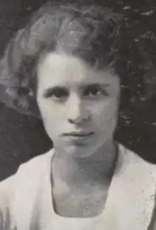 A young white woman with wavy bobbed hair