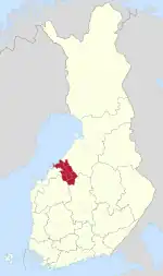 Central Ostrobothnia on a map of Finland