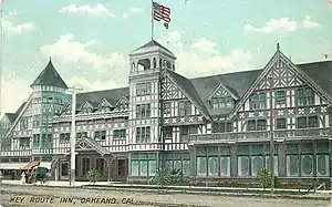 An old postcard of a Tudor-style hotel