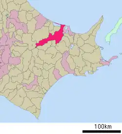 Location of Kitami in Hokkaido (Okhotsk Subprefecture)