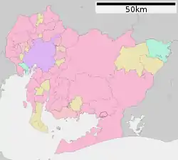 Location of Kozakai in Aichi Prefecture