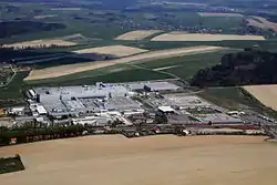 Škoda Auto factory in Kvasiny, Lukavice in the background