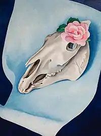 Georgia O'Keeffe, Horse's Skull with Pink Rose, 1931