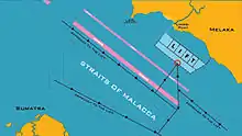 Linggi International Floating Transshipment HUB in chart accessible via the Super Highway