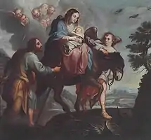 La huida a Egipto (The Flight into Egypt). Miguel Cabrera, around 1700.