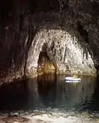 The entrance lake to the Gournier cave.