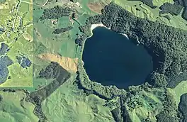 Aerial view of Lake Rotokawau in 2018