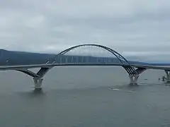 The completed bridge, as seen from the Crown Point Light