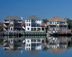 Lakeside houses in Nassau Bay, Texas