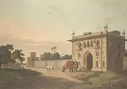 Gate of the Loll-Baug at Fyzabad; by Thomas and William Daniell, 1801* (BL).