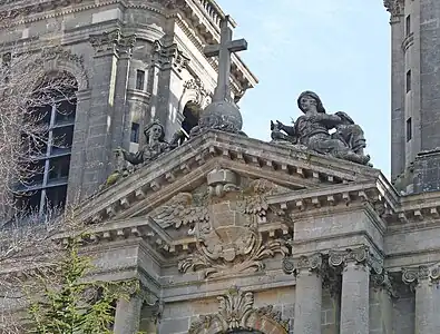 The 18th-century fronton of the cathedral