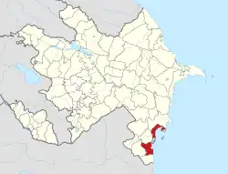 Map of Azerbaijan showing Lankaran District