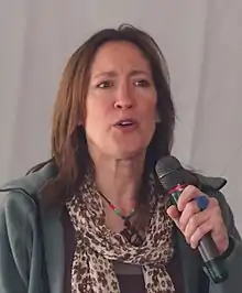 Keller reading at the Gaithersburg Book Festival, 2014