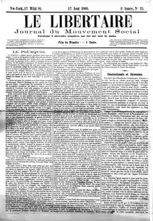 Image 1317 August 1860 edition of Le Libertaire, Journal du mouvement social, a libertarian communist publication in New York City (from Libertarianism)