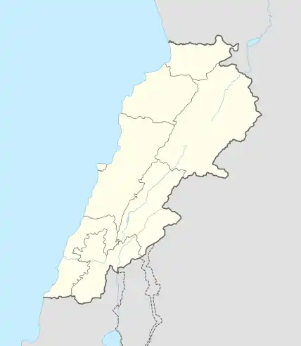 Map showing the location of Jibbain within Lebanon