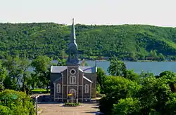 Sacred Heart Roman Catholic Church at Lebret with Mission Lake in the background