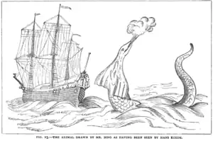 Sea serpent seen by Egede, drawn by Bing and reproduced by Henry Lee.