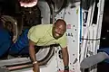 Leland floating inside the Airlock.