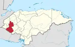 Location of Lempira in Honduras