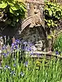 Lily pond with dolphin below the terrace