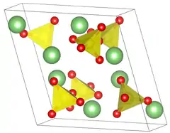 Unit cell of the β-modification of lithium sulfate.  Unit cell of lithium sulfate.