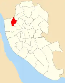 Map of the 1973 boundaries of Melrose Westminster ward