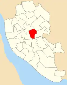 A map showing the ward boundaries of the 1980 Kensington ward